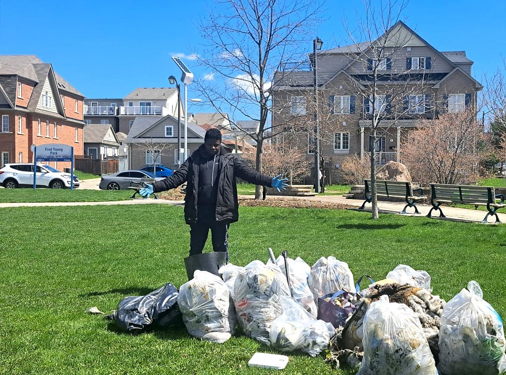 Plastic waste collected by Environmental Education for a Better Earth Canada during Toronto community cleanup